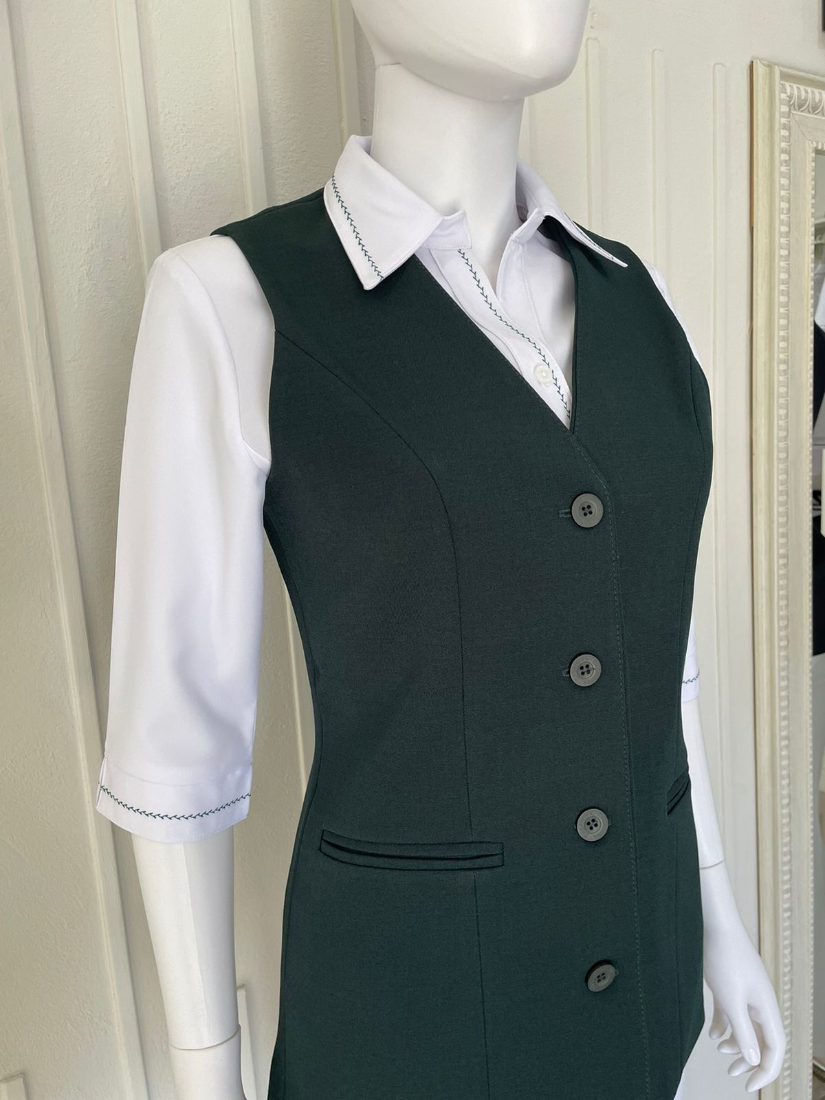 Blusa Casanova Bordado Verde(Manga 3/4)