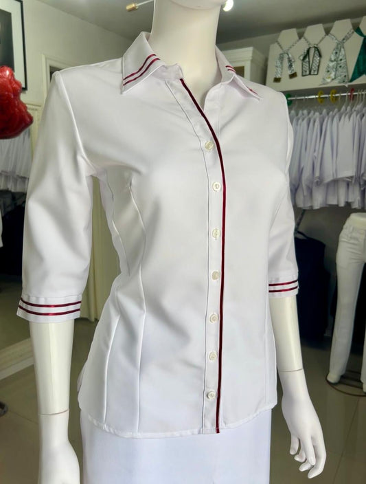 Blusa Casanova Satin Guinda (Manga 3/4)